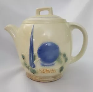 1939 New York World Fair Teiera Grande Ceramica Porcellana Di Porcelair - Foto 1 di 14