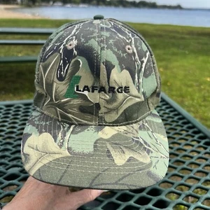 LAFARGE in Black on Greens Camouflage Fabric Hat Cap Snapback Otto Brand EUC - Picture 1 of 10