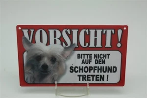 SCHOPFHUND - Tierwarnschild -VORSICHT Warnschild 20x12 cm Schild 13 CHINESISCHER - Bild 1 von 2