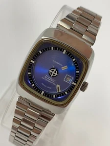 1970's Vintage Zodiac Astrographic Watch Automatic Mystery Dial Blue 26mm Ladies - Picture 1 of 23