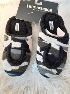 True Religion Camo Indoor Outdoor Plush Scuffs Slippers Men's Size Small 7-8 NEW - Picture 1 of 8