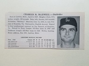 Charlie Maxwell & Robert Nelson 1951 Louisville Colonels Minor League Panel Card