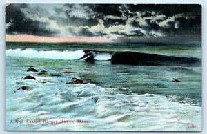 POSTAL A Nor' Easter Revere Beach Massachusetts Breaking Waves Storm - Imagen 1 de 2