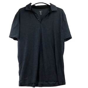 Quick Dry Golf Polo Navy Blue Solid Short Sleeve Casual Lightweight Mens L - Picture 1 of 4