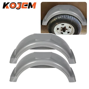 Gray 2 SINGLE AXLE TRAILER FENDERS FOR 13" WHEELS TIRES SKIRT BOAT PAIR - Picture 1 of 10