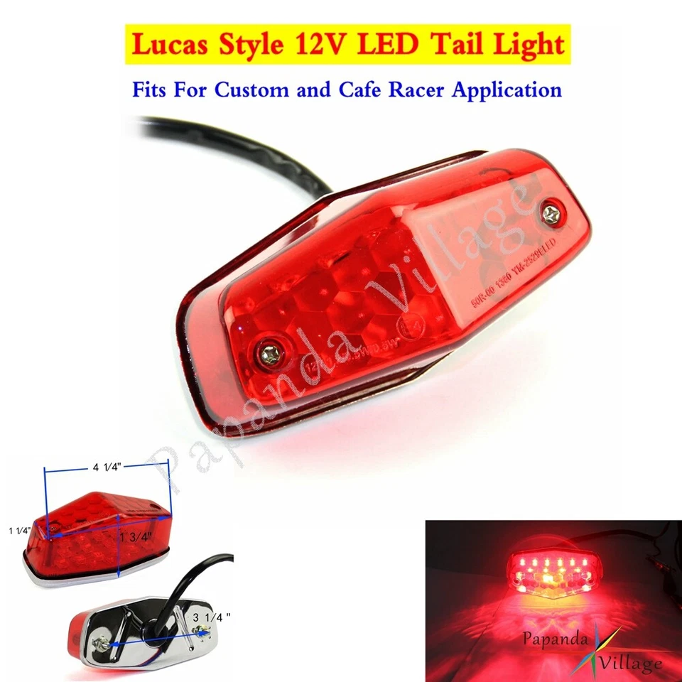 Motorcycle Small Lucas Style 12V LED Rear Brake Stop Tail Light For BSA Norton - Image 1 of 4