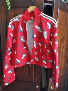 Chaqueta ADIDAS Mujer UK 10 Roja Cremallera Completa Nueva - Imagen 1 de 3