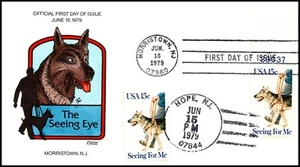 Scott 1787 15 Cents Seeing Eye Dog Collins Hand Painted FDC - Picture 1 of 2