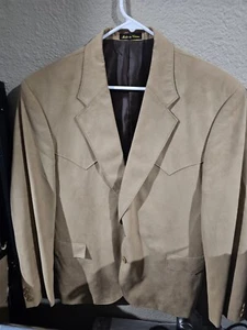 Circle S Brown Faux Suede Western Blazer Sport Coat Men's Size 44R - Picture 1 of 8