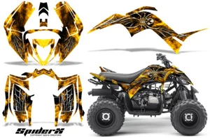 YAMAHA RAPTOR 90 2016-2022 GRAPHICS KIT CREATORX DECALS STICKERS SPIDERX YELLOW - Picture 1 of 1