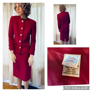 Vintage Magenta wool skirt suit union label extra small - Picture 1 of 10
