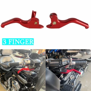 Palanca de embrague de freno de mano ajustable roja de 3 dedos para Harley Touring Electra Glide - Imagen 1 de 8