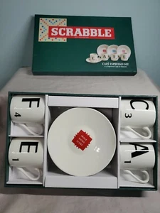 Scrabble Cafe Espresso cup/saucer Set Wild & Wolf Designed in England Mattel Inc - Picture 1 of 12