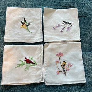 LOT OF 4 Handkerchiefs With Birds - Cardinal- Hummingbird- Chickadee Cottagecore - Picture 1 of 5