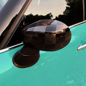 Night Checkered Side Mirror Cover Caps For MINI Cooper F54 F55 F56 F60 2020-2024 - Picture 1 of 4
