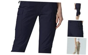 Women's Hiking Capri Lightweight Quick Dry Cargo Pants for Travel Medium Navy - Picture 1 of 6
