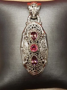 Sarda Sterling Silver Vivacious Pink and Amethyst Pendent - Picture 1 of 8