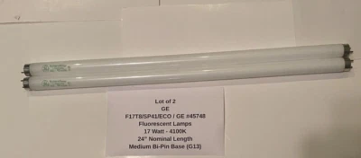 (QTY 2) GE F17T8/SP41/ECO Fluorescent Lamps - 17W - Cool White - GE #45748 - Image 1 of 4