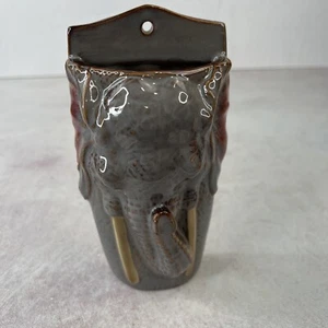 Elephant Wall Pocket Ceramic Figural - Picture 1 of 10