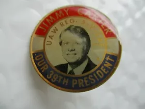 Jimmy Carter 39th President UAW Pin Back Campaign Medal Clasp Political Button - Picture 1 of 2