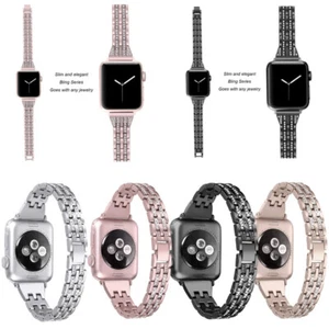 Elegante Dama Diamante Correa de Acero Inoxidable para Apple Watch Series SE/8/7/6/5/4/3 - Imagen 1 de 9