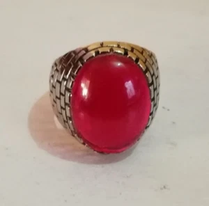 Red Yaqoot Ring, Big Ruby Ring, Pota Yakoot, Handmade Jewellery, Gift for Him - Picture 1 of 3