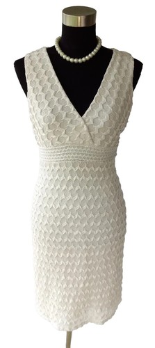 OFF WHITE Abito Chelsea & Violet Tg M Off White Maglia Donna Tubino Scollo V