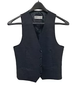 Men's Ike Behar Ashton Black & Grey Checkered Tuxedo Vest 100% Wool Size M - Picture 1 of 3
