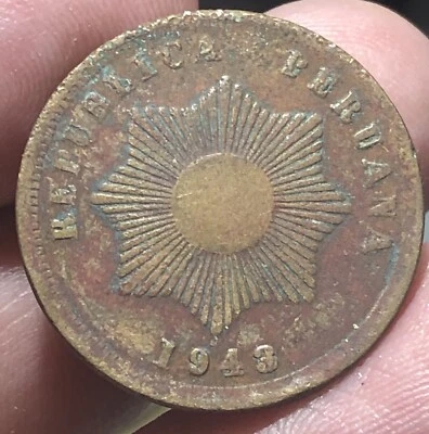 PERÚ KM212 2 centavos 1943 fecha clave Foto 1 de 2