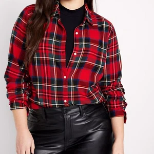 Camisa clásica relajada de franela para mujer Old Navy roja tartán a cuadros talla XXL - Imagen 1 de 3