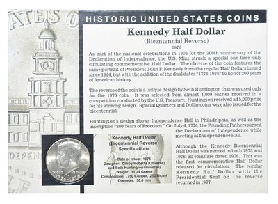 The Franklin Mint Standing Silver Quarter 1916-1930 Kennedy Half Dollar 1976 - Image 1 of 2