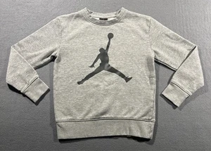 Jordan Jump Man Sweater Boys Small 8-10 YRS Gray Graphic Fleece Pullover Logo - Picture 1 of 13