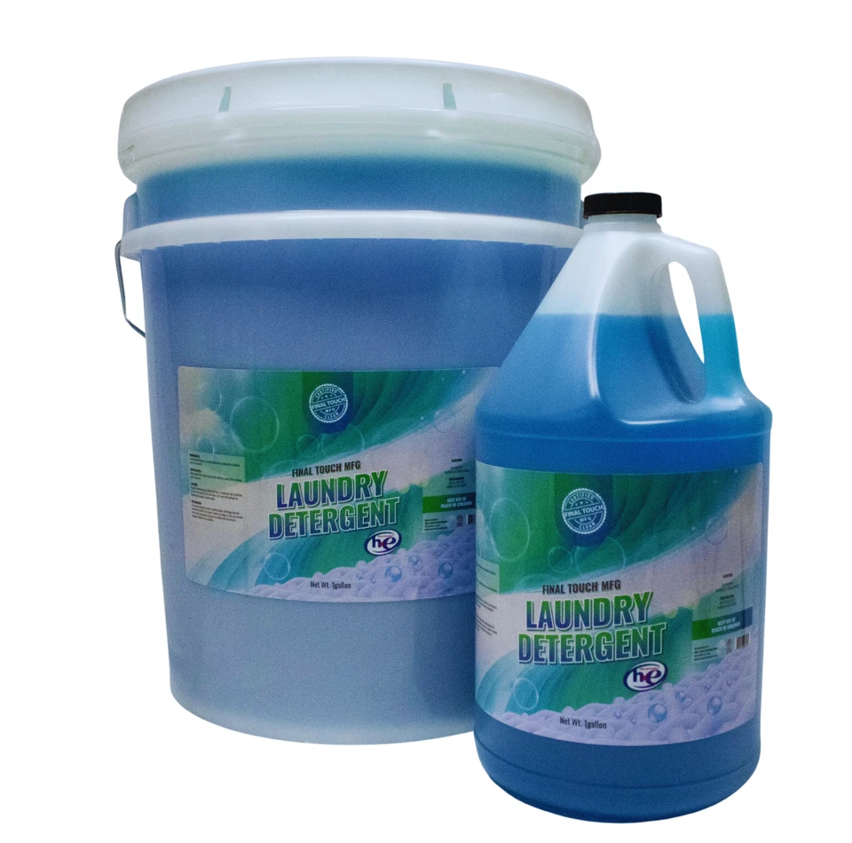 FINAL TOUCH MFG 5 Gal Laundry Detergent Bucket, Up to 640 Loads, Original Blue Liquid, HE