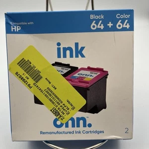 Onn Ink Cartridges For HP 64 Black + 64 Color EXP. 2023 Sealed In Box - Picture 1 of 6