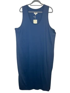 Pact 100% Organic Cotton Softspun MIDI French Navy Blue Tank Dress Size XXL NWT - Picture 1 of 6