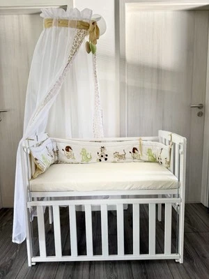 Boxspring Beistellbett Tola 100 × 50 weiß mit Matratze und Himmelstange - Bild 1 von 4