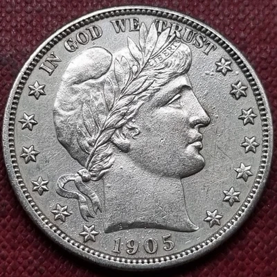 Medio dólar barbero S 1905 50c alto grado UNC detalles sin circular #93384 Foto 1 de 2