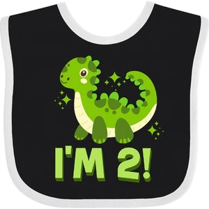 Inktastic 2nd Birthday Dinosaur 2 Year Old Baby Bib Dino Childs Toddler Boys - Picture 1 of 8