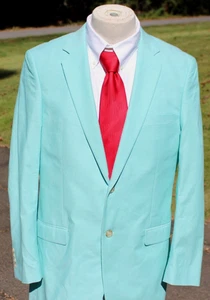 Chaqueta Blazer Abrigo Deportivo Saddlebred Sólido Espuma de Mar Verde Azulado Algodón Talla 42 L - Imagen 1 de 8
