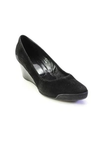 Tods Womens Slip On Wedge Heel Round Toe Pumps Black Suede Size 36.5 - Picture 1 of 7
