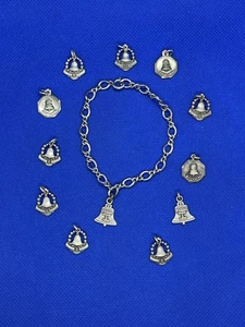 12 Vintage Sterling Silver BELL SYSTEM Employee Service Award Charms & Bracelet - Picture 1 of 10
