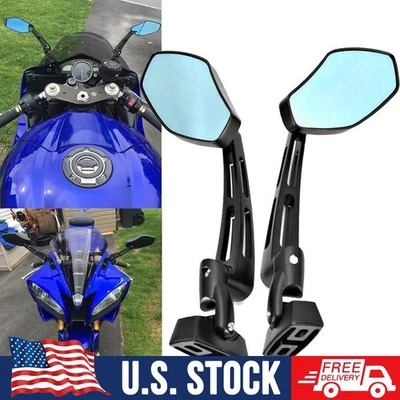 Black Motorcycle Race Rearview Mirrors For Yamaha YZF600R YZF750R YZF R1 R6 NEW - Imagem 1 de 4