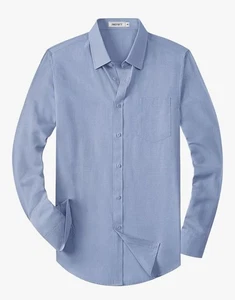Camicia uomo abbottonata casual Oxford camicie sgusciate camicia elegante uomo lunga XL - Foto 1 di 8