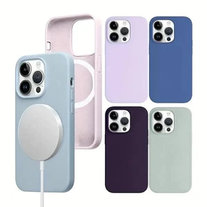 Trusmi MagSafe Silicone Case iPhone 16 Pro Max 15 Pro 14 Soft Matte Luxury Cover - Picture 1 of 25
