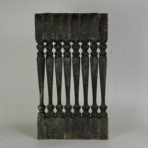 Vintage Rustic Wooden 8 Balusters Wall Decor in Charcoal Gray - Picture 1 of 6