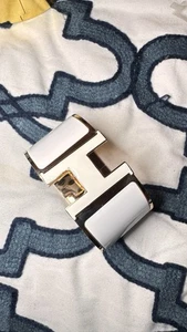 Hermes Bracelet Clic Clac H All Enamel Extra Wide White Rose Gold Sz 17cm PM - Picture 1 of 2