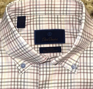 David Donahue Fusion mehrfarbig kariertes Button-Down-Hemd für Herren L/S Größe 16,5 L - Bild 1 von 4