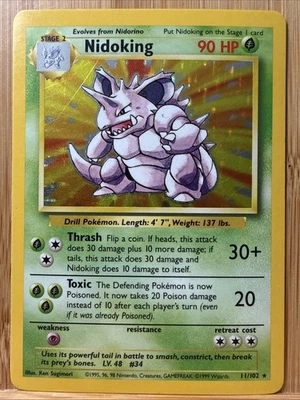 Nidoking 011/102 Base Set Holo 1999 - Image 1 of 4