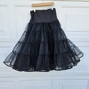 M Grace Karin Black Petticoat Crinoline Double Ruffle Rockabilly Cosplay Square - Picture 1 of 8
