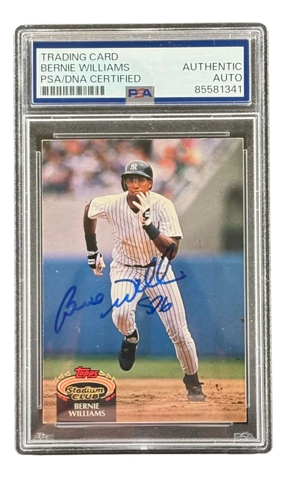 Tarjeta coleccionable firmada por Bernie Williams 1992 Topps Stadium Club #260 Yankees PSA Foto 1 de 2